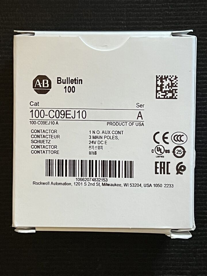 Allen-Bradley 100-C09EJ10 MCS-C Schütze, 9A, 24V DC Elektrospule, Ser. A